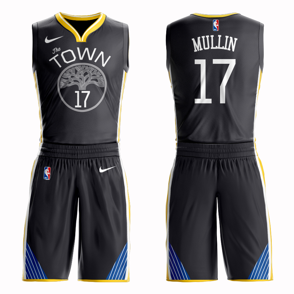 Men 2019 NBA Nike Golden State Warriors 17 Mullin black Customized jersey